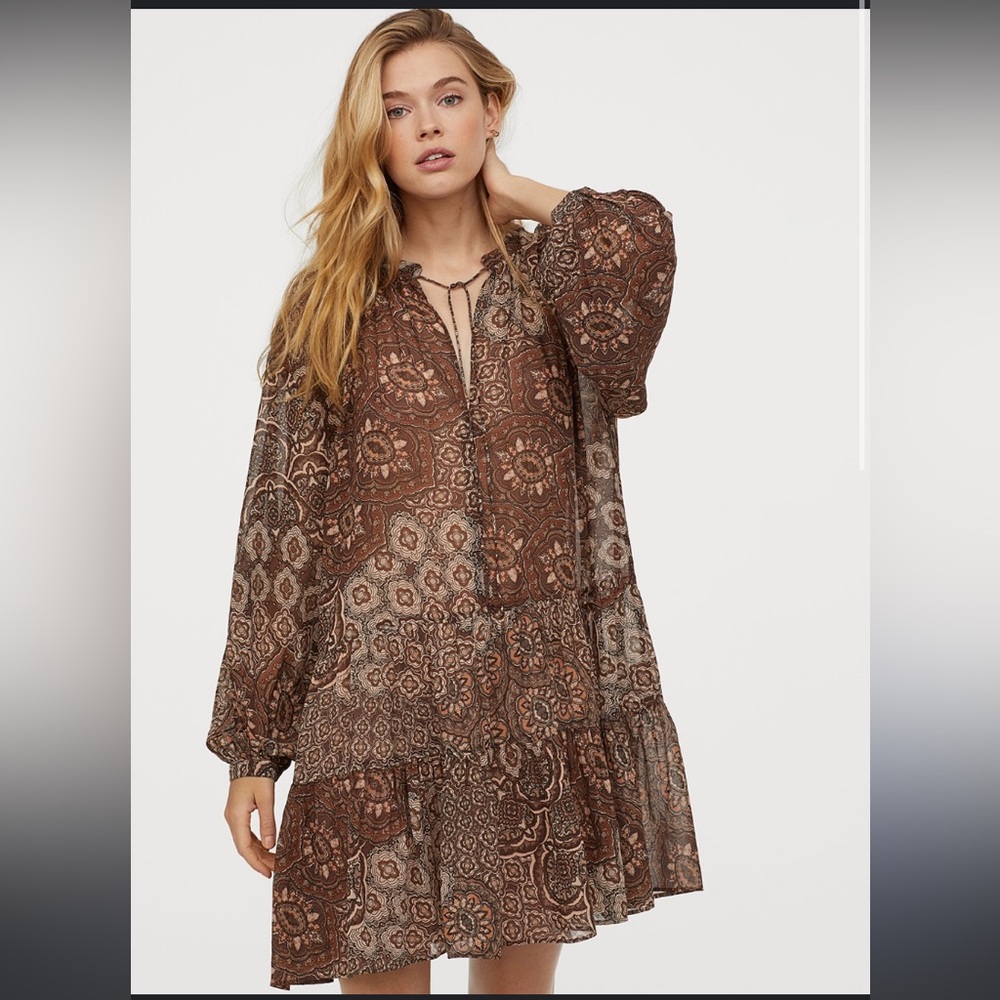 H&M Brown Paisley Airy Dress